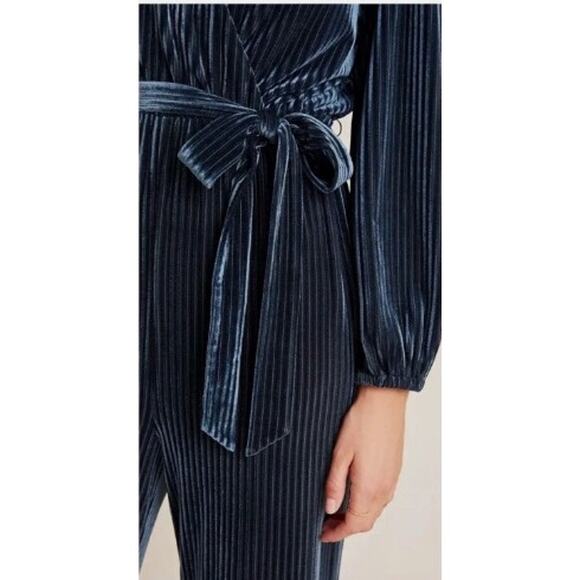 Anthropologie Ali & Jay LA Samantha Blue Ribbed Velvet Jumpsuit SIZE MP EUC - Picture 5 of 9